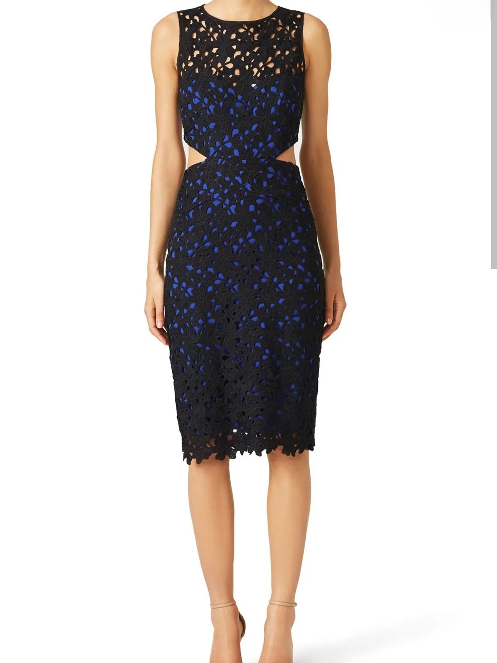 Sheath Dress Black Royal Blue Lace Cutout Size [Size]